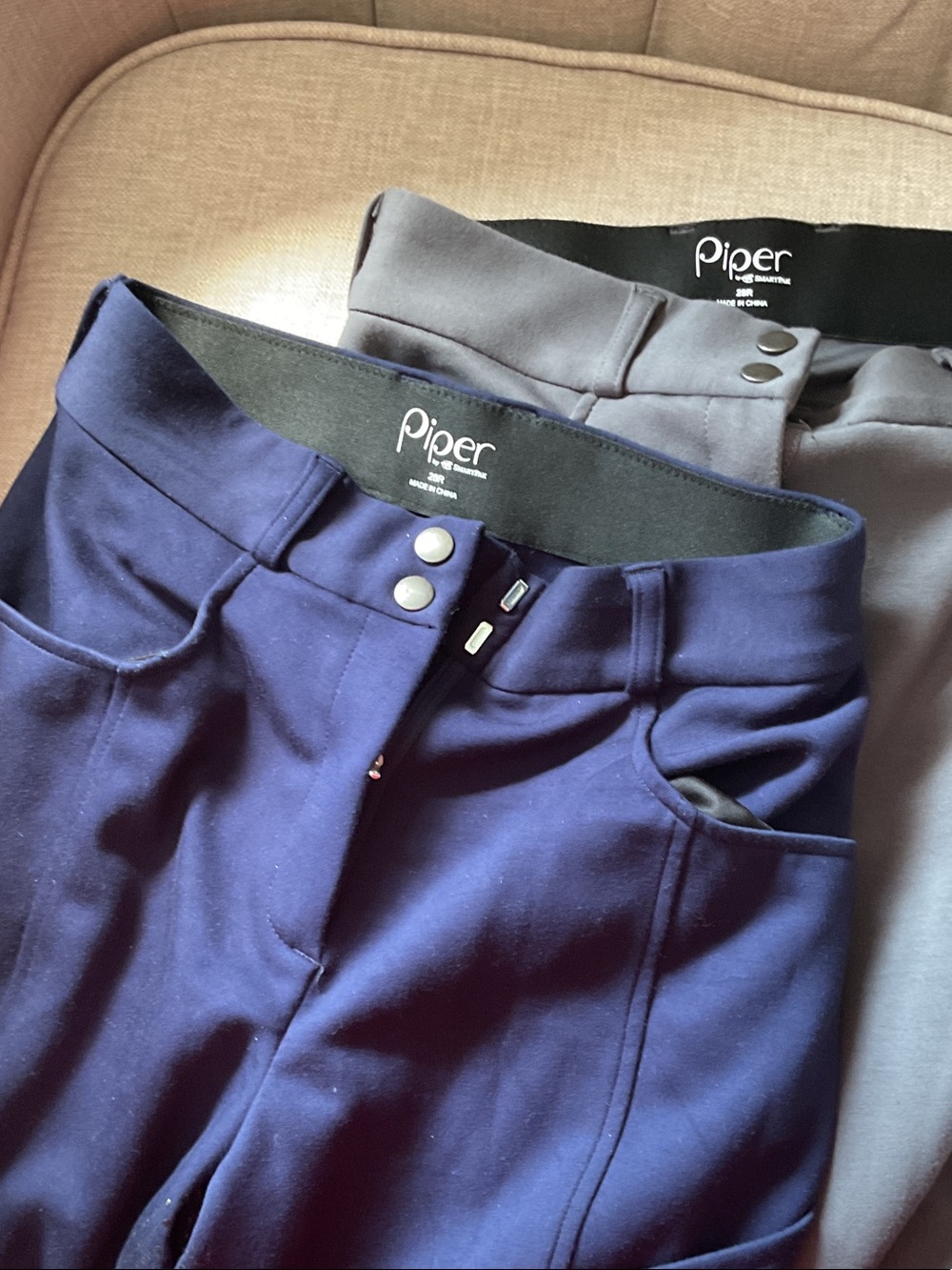 Piper Navy and Gray full seat breeches.